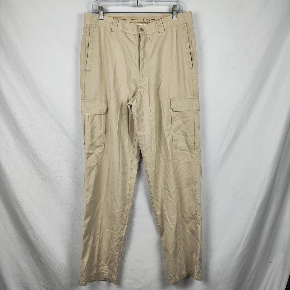 Tommy Bahama Cargo Pants Mens 34x30 Beige Tencel Lyocell Straight Leg Casual